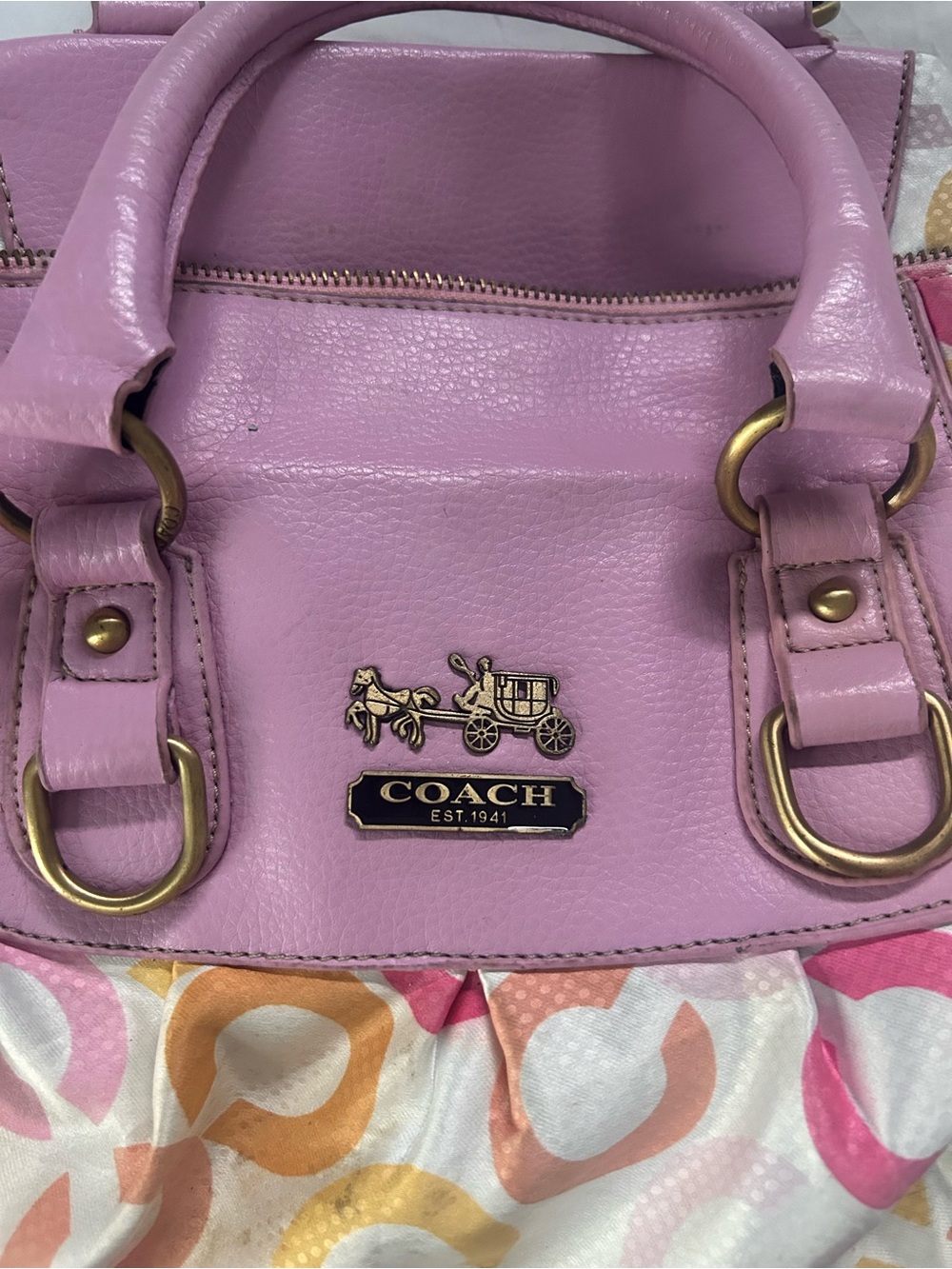Vintage Coach Logo Print Satchel Bag - Picture 5 of 5